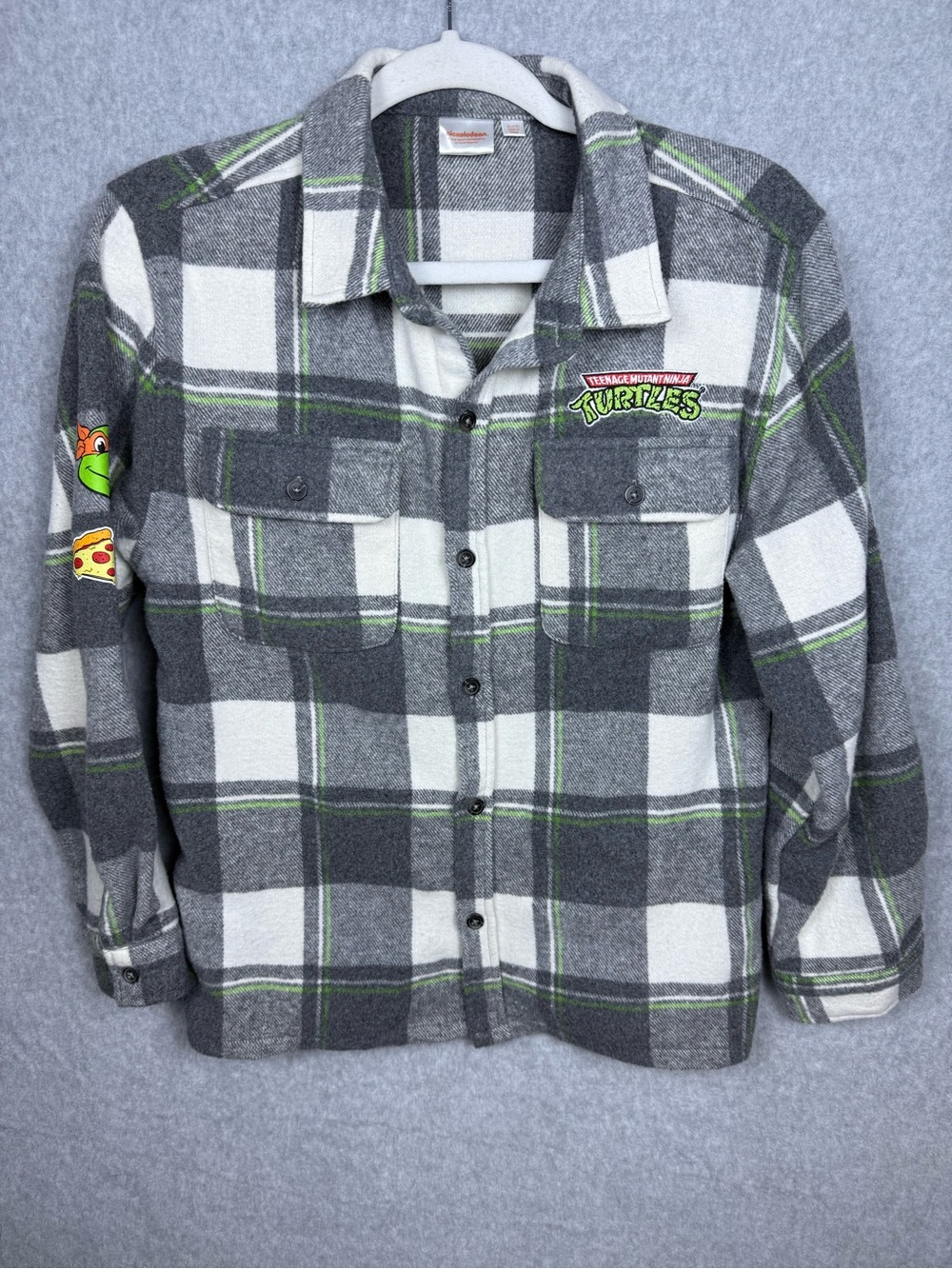 Teenage Mutant Ninja Turtles TMNT Plaid Flannel Shirt Jacket Youth XL 14 Nickelo